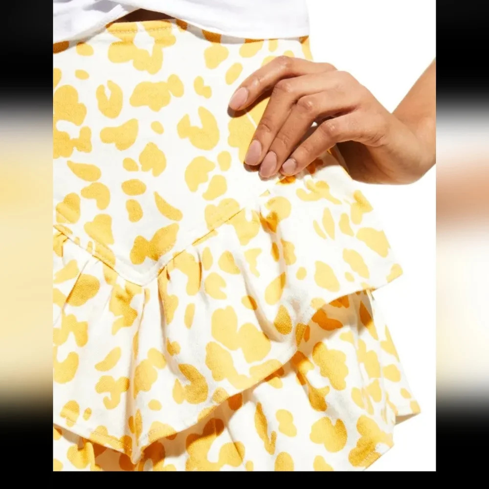 MOTHER, The Ruffle Leopard Mini Skirt, Yellow and White, Size 30 - Picture 8 of 16